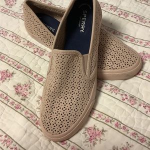 Rare pink sole special edition Sperry Topsider pierced deck shoes